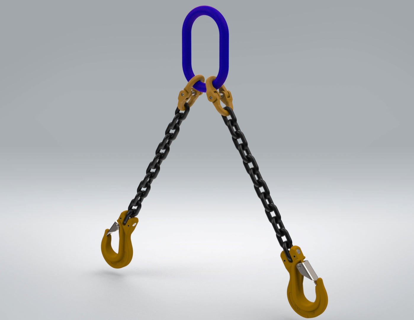 Chain Sling Grade 80 Steel with latching Hooks- 2 leg Chain size 1/2 inch