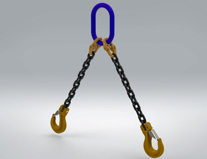 Chain Sling Grade 80 Steel with latching Hooks- 2 leg Chain size 1/2 inch